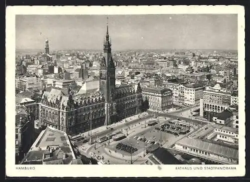 AK Hamburg, Rathaus und Stadtpanorama