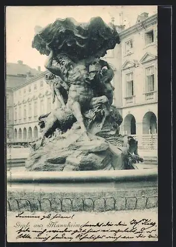 AK Mannheim, Partie am Brunnen