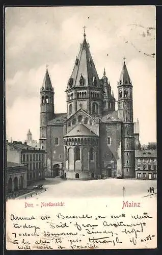 AK Mainz, Nordansicht des Doms