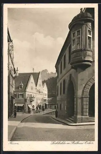 AK Füssen, Lechhalde mit Rathaus-Erker