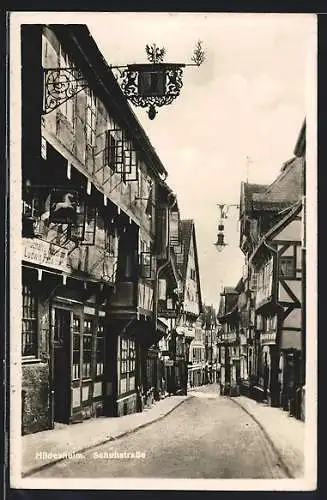 AK Hildesheim, Schuhstrasse mit Gasthaus zum Ausspann