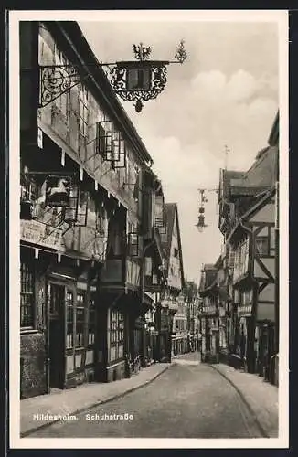 AK Hildesheim, Schuhstrasse mit Gasthaus zum Ausspann