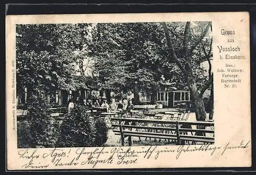AK Vossloch, Gasthaus v. J. Welzow mit Gartenlokal