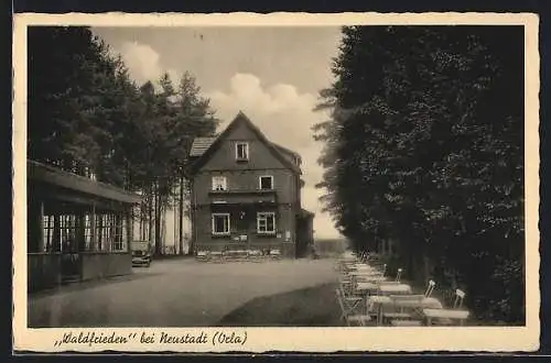 AK Neustadt /Orla, Gaststätte Waldfrieden an der Staatsstrasse Neustadt-Hummelshain-Kahla