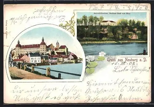 AK Neuburg a. D., Gasthaus, Arcoschlösschen, Ortspartie