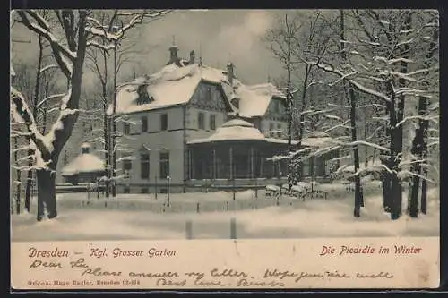 AK Dresden, Picardie im Kgl. Grossen Garten im Winter