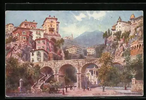 Künstler-AK Monte Carlo, l`eglise de Sainte-Devote