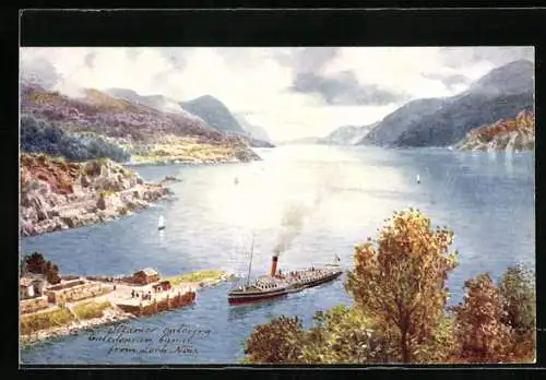 Künstler-AK Caledonian Canal, Steamer entering from Loch Ness