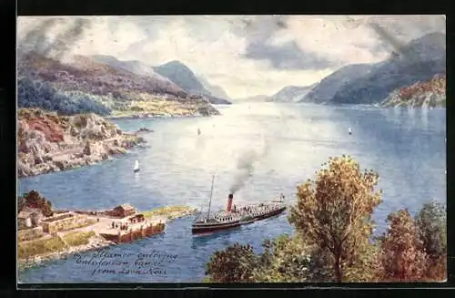 Künstler-AK Caledonian Canal, Steamer entering from Loch Ness