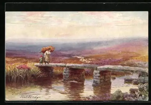 Künstler-AK Raphael Tuck & Sons Nr. 7074: Dartmoor, Post Bridge