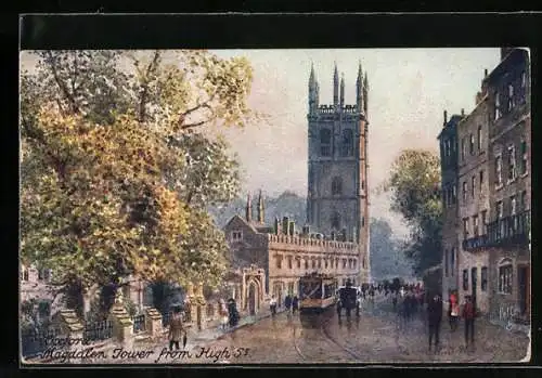 Künstler-AK Raphael Tuck & Sons Nr. 7952: Oxford, Magdalen Tower from High Street