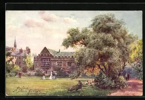 AK Oxford, St. Johns College, Garden Front, Universität mit Parkanlagen