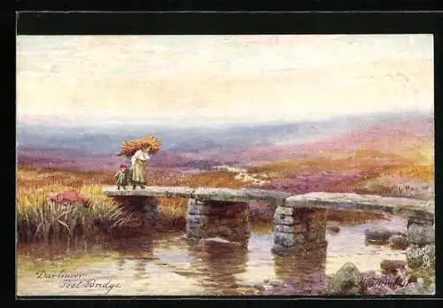 Künstler-AK Raphael Tuck & Sons Nr. 7074: Dartmoor, Post Bridge