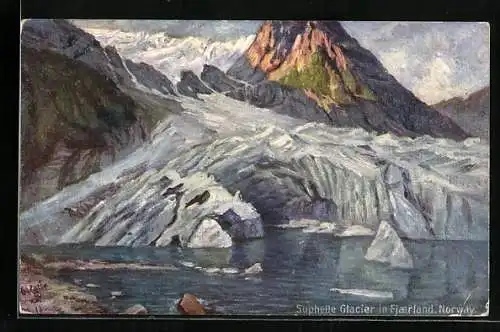 Künstler-AK Raphael Tuck & Sons Nr. 7744: Fjaerland, The Suphelle Glacier