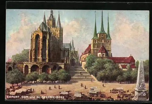 Künstler-AK Raphael Tuck & Sons Nr. 198 B: Erfurt, Dom und St. Severikirche