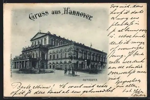 AK Hannover, Hoftheater mit Strassenpartie