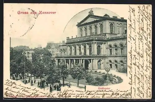 AK Hannover, Hoftheater mit Strassenpartie