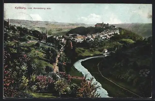 AK Kyllburg, Teilansicht mit Kirche vom Annenberg aus