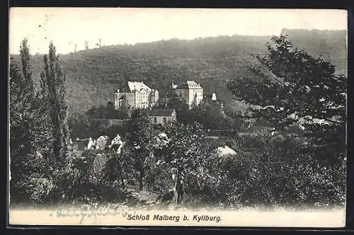 AK Malberg /Kyllburg, Ortsansicht mit Schloss