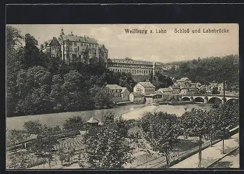 AK Weilburg / Lahn, Teilansicht mit Schloss