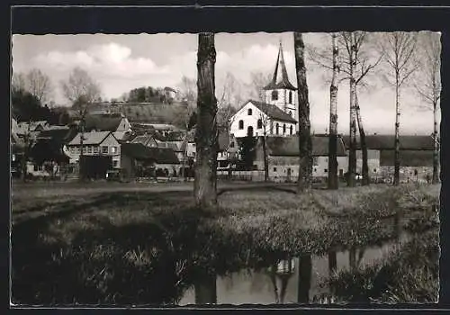 AK Reichelsheim i. Odenwald, Partie an der Gersprenz mit Kirche