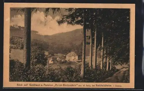 AK Reichelsheim i. Odenw., Blick auf Gasthaus und Pension Ruine Rodenstein