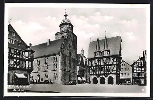 AK Alsfeld /Hessen, Marktplatz mit Geschäft Kaiser`s Kaffee