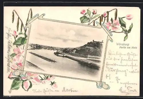 AK Würzburg, Mainpartie mit Floss, Passepartout