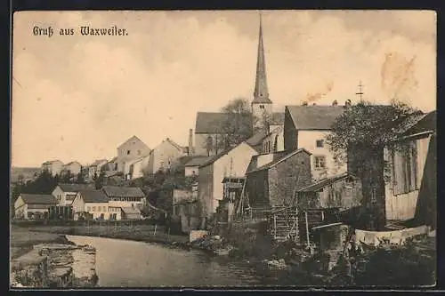 AK Waxweiler, Ortspartie mit Kirche