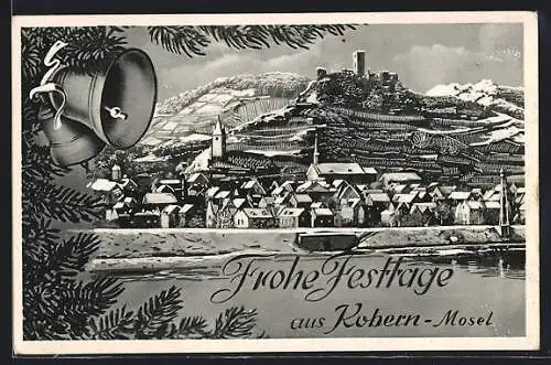 AK Kobern / Mosel, Ortspartie im Winterglanz