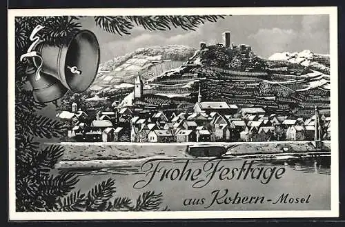 AK Kobern / Mosel, Ortspartie im Winterglanz