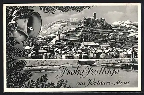 AK Kobern / Mosel, Ortspartie im Winterglanz