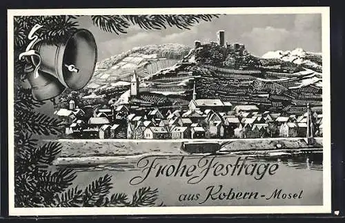 AK Kobern / Mosel, Ortspartie im Winterglanz