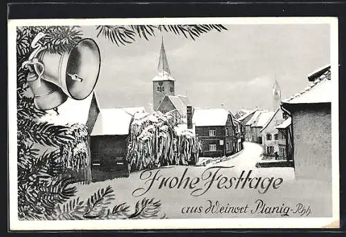 AK Planig / Rhh., Ortsansicht im Winter