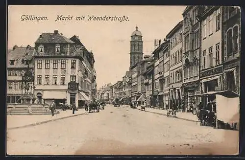 AK Göttingen, Markt mit Weenderstrasse