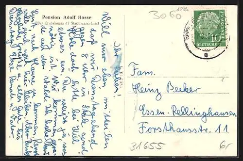AK Krebshagen, Stadthagen-Land, Pension Adolf Hasse, Schwefelquelle, Waldpartie