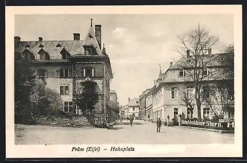 AK Prüm /Eifel, Hahnplatz mit Hotel goldener Stern