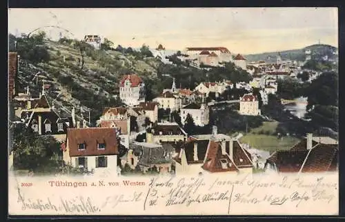 AK Tübingen a. N., Teilansicht mit Kirche von Westen