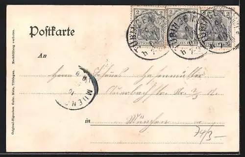 AK Tübingen a. N., Teilansicht mit Kirche von Westen