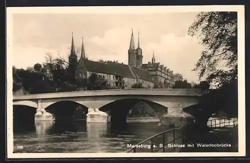 AK Merseburg a. S., Schloss mit Waterloobrücke