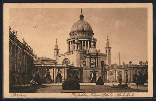 AK Potsdam, Stadtschloss, Fortuna-Portal und Nicolaikirche
