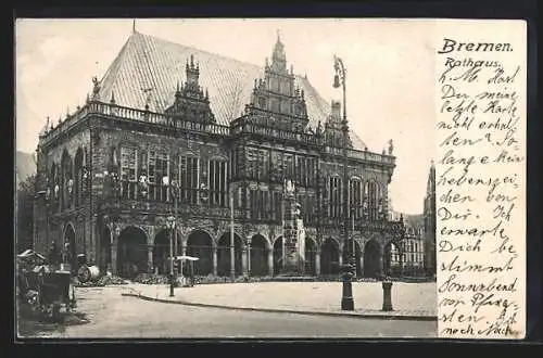 AK Bremen, Rathaus mit Strassenpartie