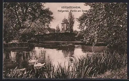 AK Veitshöchheim, Hofgarten, Partie am See