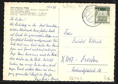 AK Weibern / Eifel, Hotel Riedener Mühle