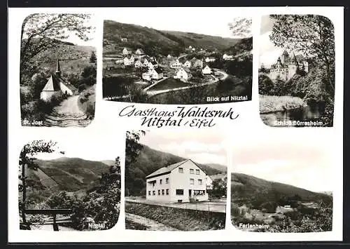 AK Nitztal, Gasthaus Waldesruh, Bes. E. Müller, St. Jost, Schoss Bürresheim