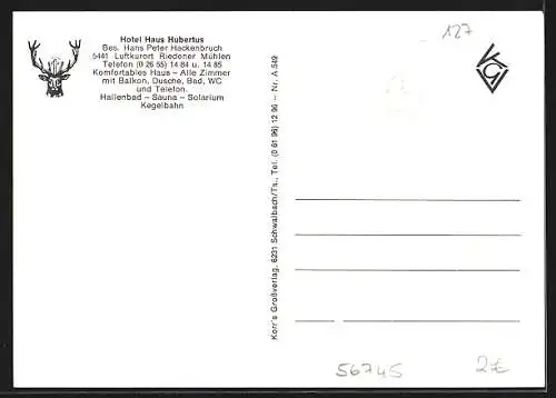 AK Rieden (Eifel), Hotel Haus Hubertus in Riedener Mühlen