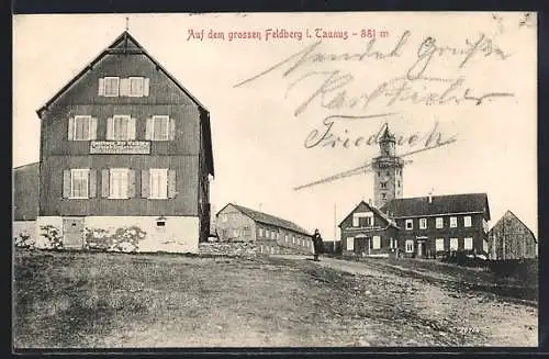 AK Feldberg i. Taunus, Hotel und Aussichtsturm auf dem Grossen Feldberg
