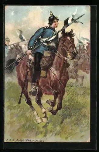 Künstler-AK Anton Hoffmann - München: Kavallerie im Angriff