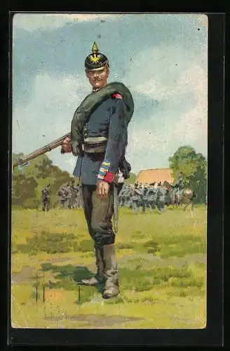 Künstler-AK Anton Hoffmann - München: Soldat mit Gewehr in Uniform