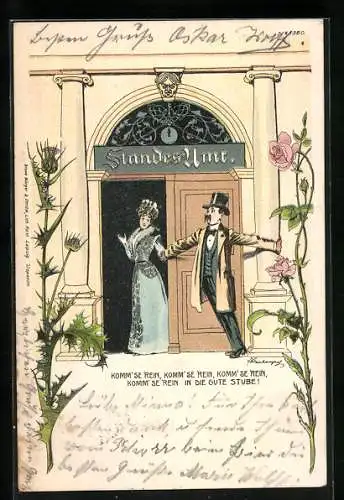 Künstler-AK Erich Kleinhempel: Mann wehrt sich vor dem Standesamt